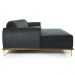 Sofá 350cm 6 Lugares com Chaise Esquerdo Pés Gold Molino B-317 Veludo Cinza - Domi