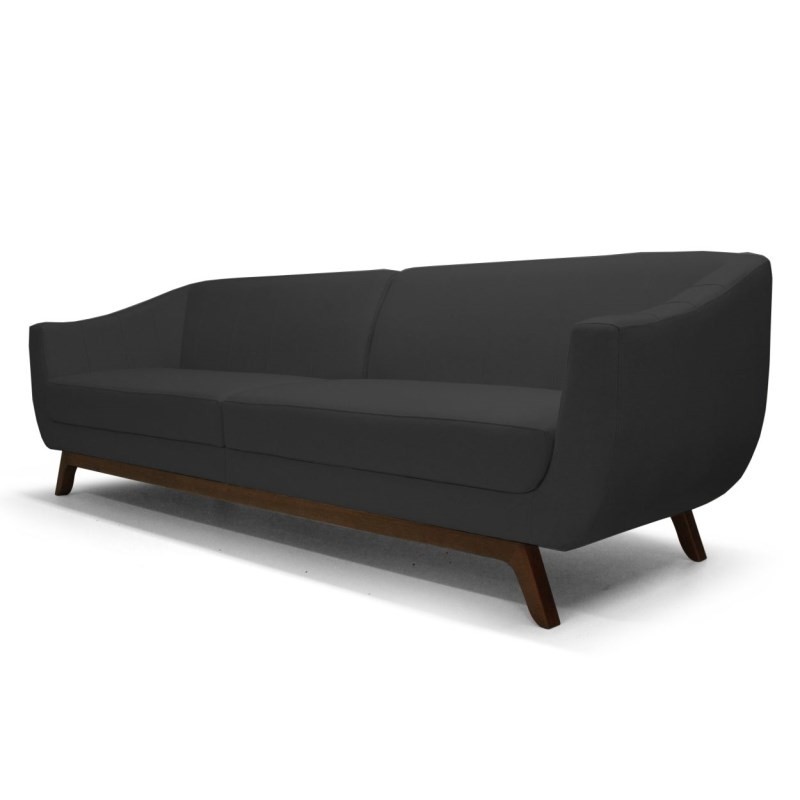 Sofá Atenas 3 Lugares 210cm C05 Corino Preto - Domi