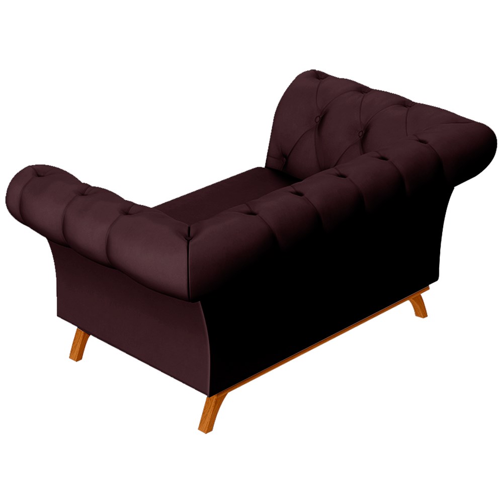 Sofá para Sala de Estar 150cm 1 Lugar Base Madeira Império B-292 Veludo Vinho - Domi