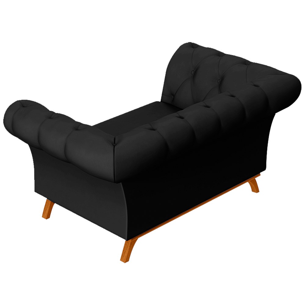 Sofá para Sala de Estar 150cm 1 Lugar Base Madeira Império B-300 Veludo Preto - Domi