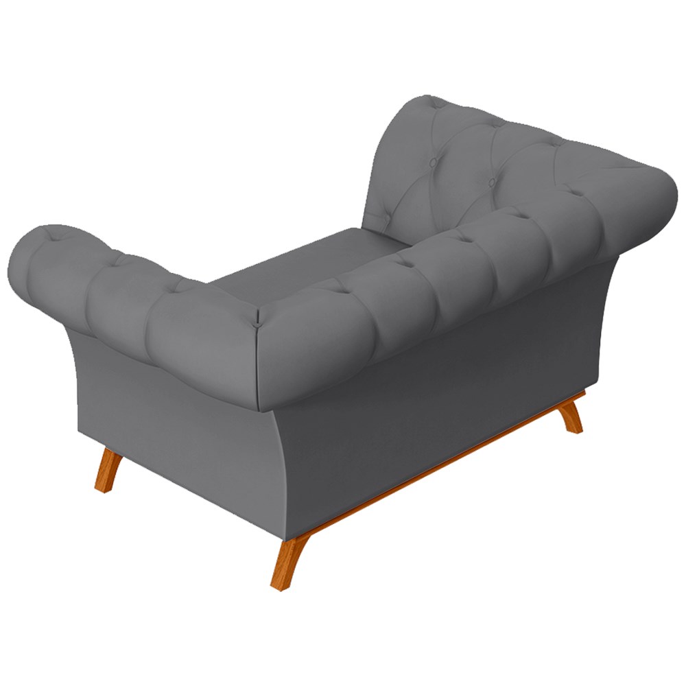 Sofá para Sala de Estar 150cm 1 Lugar Base Madeira Império B-317 Veludo Cinza - Domi