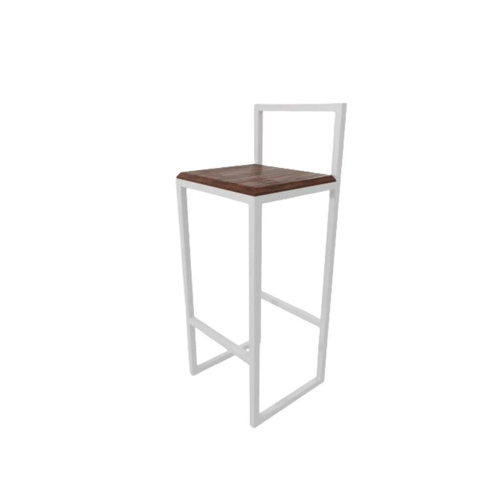 Banqueta Alta Balcão Bistrô Industrial Branca Premium Madeira Imbuia