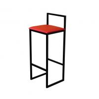 Banqueta Alta Cozinha Bar Balcão Bistrô Industrial Preta Assento Estofado Vermelho