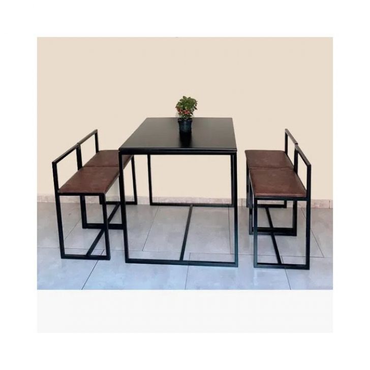 Conjunto Mesa 4 Cadeiras Pequena Madeira Imbuia Industrial Premium