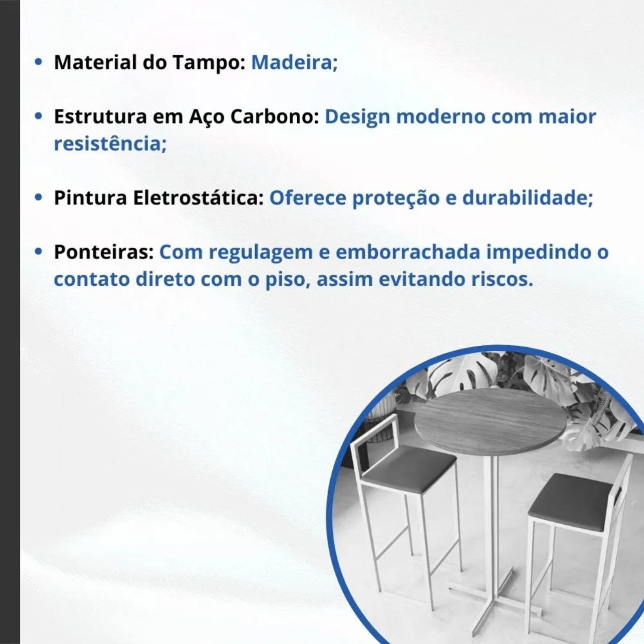 Conjunto Mesa Alta Bar Bistrô Redonda 2 Banquetas Confort Pinus Industrial White