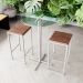 Conjunto Mesa Alta Bar Bistrô Redonda Vidro 2 Bancos Imbuia Industrial White