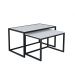 Conjunto Mesa De Centro Industrial 65cm e 60cm Aço Preto Duo Madeira Branca