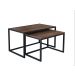 Conjunto Mesa De Centro Industrial 65cm e 60cm Aço Preto Duo Madeira Imbuia
