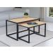 Conjunto Mesa De Centro Industrial 65cm e 60cm Aço Preto Duo Madeira Pinus