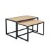 Conjunto Mesa De Centro Industrial 65cm e 60cm Aço Preto Duo Madeira Pinus