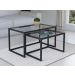 Conjunto Mesa De Centro Industrial 65cm e 60cm Aço Preto Duo Vidro