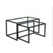 Conjunto Mesa De Centro Industrial 65cm e 60cm Aço Preto Duo Vidro
