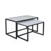 Conjunto Mesa De Centro Industrial 85cm e 80cm Aço Preto Duo Madeira Branca