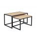 Conjunto Mesa De Centro Industrial 85cm e 80cm Aço Preto Duo Madeira Pinus