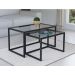Conjunto Mesa De Centro Industrial 85cm e 80cm Aço Preto Duo Vidro