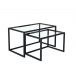Conjunto Mesa De Centro Industrial 85cm e 80cm Aço Preto Duo Vidro