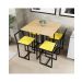 Conjunto Mesa Pinus 4 Cadeiras Estofado Industrial Black e Amarelo