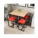 Conjunto Mesa Pinus 4 Cadeiras Estofado Industrial Black e Vermelho