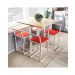 Conjunto Mesa Pinus 4 Cadeiras Estofado Industrial White e Vermelho