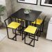 Conjunto Mesa Preta 4 Cadeiras Pequena Estofado Industrial Black e Amarelo