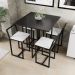 Conjunto Mesa Preta 4 Cadeiras Pequena Estofado Industrial Black e Laca Branca