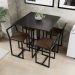 Conjunto Mesa Preta 4 Cadeiras Pequena Estofado Industrial Black e Marrom