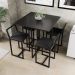 Conjunto Mesa Preta 4 Cadeiras Pequena Estofado Industrial Black e Preto