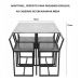 Conjunto Mesa Preta 4 Cadeiras Pequena Estofado Industrial Black e Preto