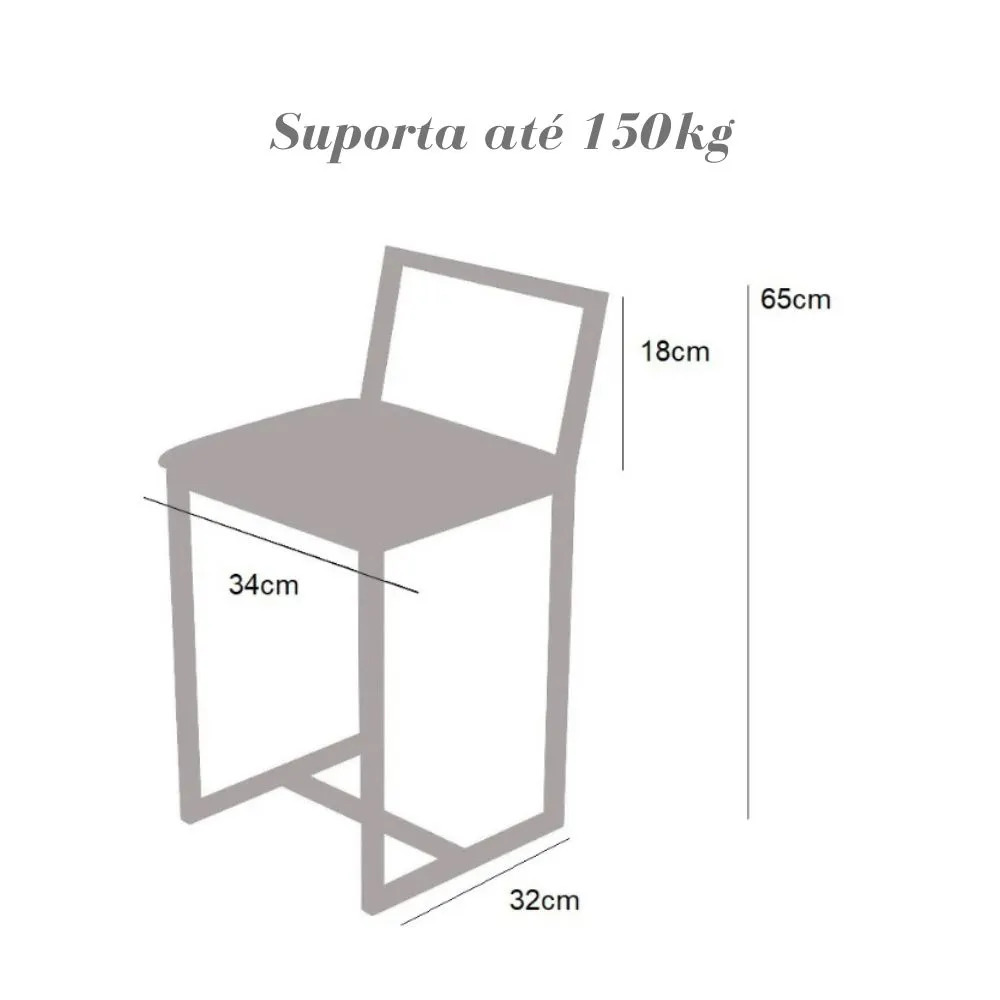Conjunto Mesa Preta 4 Cadeiras Pequena Estofado Industrial Black e Preto