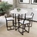 Conjunto Mesa Redonda Branca 4 Cadeiras Pequena Estofado Industrial Black e Laca Branca