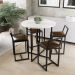 Conjunto Mesa Redonda Branca 4 Cadeiras Pequena Estofado Industrial Black e Marrom