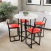 Conjunto Mesa Redonda Branca 4 Cadeiras Pequena Estofado Industrial Black e Vermelho