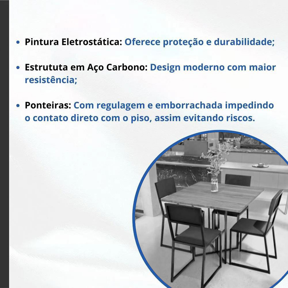 Conjunto Mesa de Jantar Quadrada 2 Cadeiras Imbuia Riviera Industrial Dourado