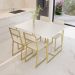 Conjunto Mesa de Jantar Retangular Branca 4 Cadeiras Estofado Riviera Industrial Dourado e Laca Branca