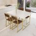 Conjunto Mesa de Jantar Retangular Branca 4 Cadeiras Estofado Riviera Industrial Dourado e Marrom