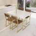 Conjunto Mesa de Jantar Retangular Branca 4 Cadeiras Imbuia Riviera Industrial Dourado
