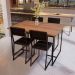Conjunto Mesa de Jantar Retangular Imbuia 4 Cadeiras Estofado Riviera Industrial Preto