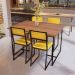 Conjunto Mesa de Jantar Retangular Imbuia 4 Cadeiras Riviera Industrial Preto Estofado Amarelo