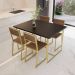 Conjunto Mesa de Jantar Retangular Preta 4 Cadeiras Imbuia Riviera Industrial Dourado