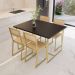 Conjunto Mesa de Jantar Retangular Preta 4 Cadeiras Pinus Riviera Industrial Dourado