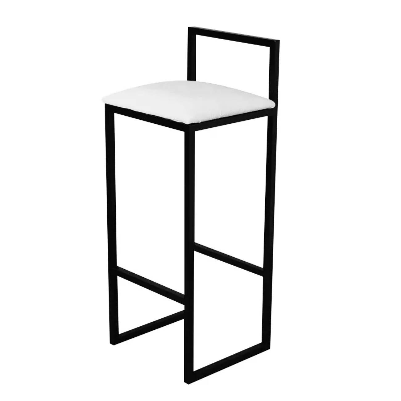Kit 2 Banqueta Alta Cozinha Bar Balcão Bistrô Industrial Preta Assento Estofado Branco
