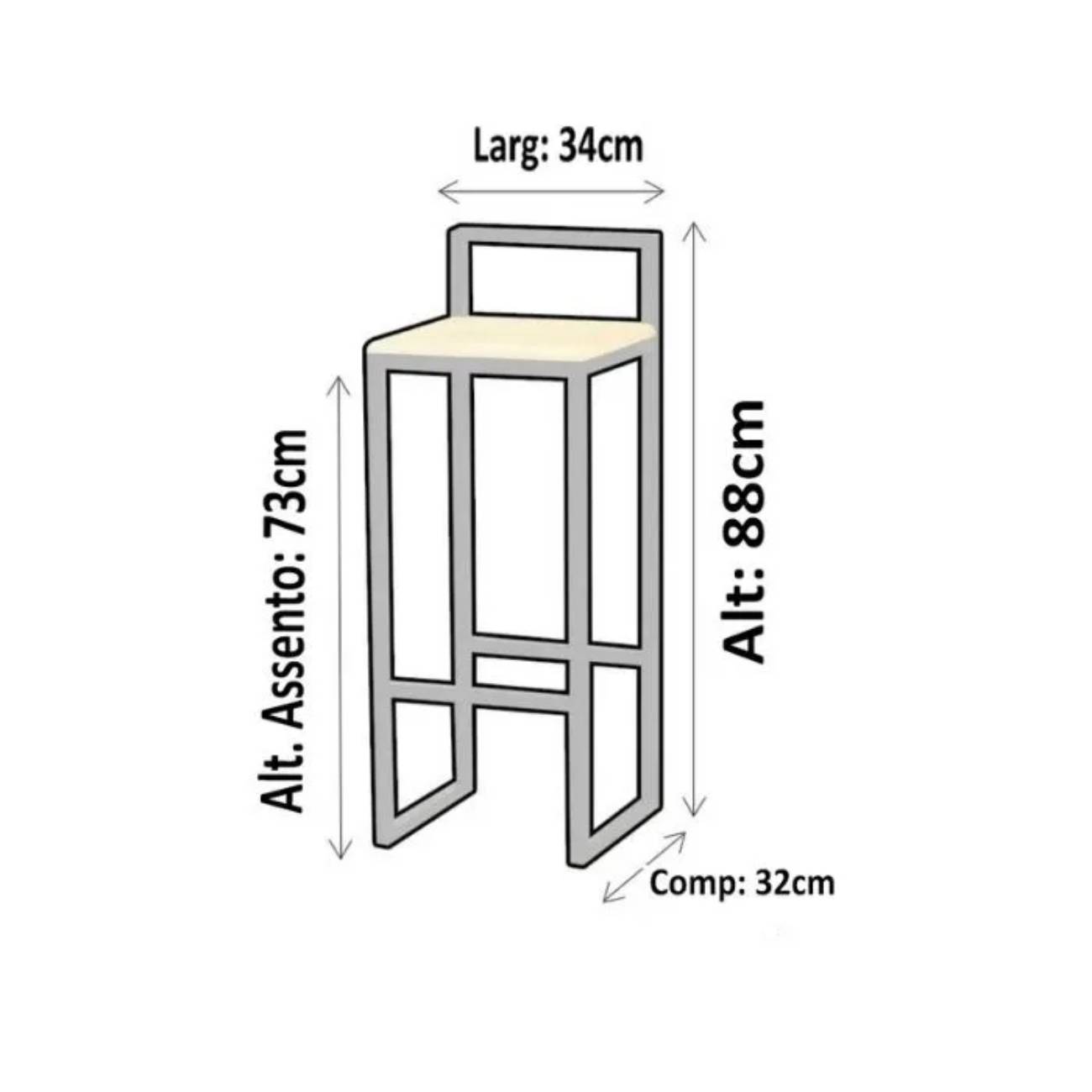 Kit 2 Banqueta Alta Cozinha Bar Balcão Bistrô Industrial Preta Assento Estofado Branco