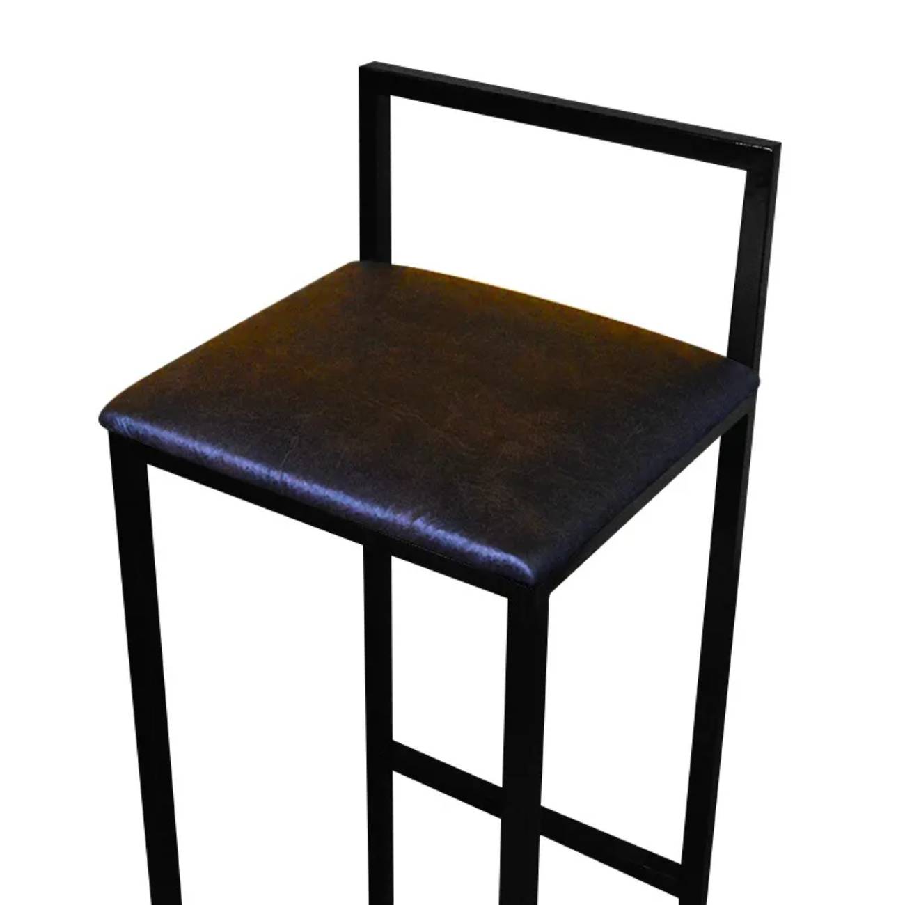 Kit 2 Banqueta Alta Cozinha Bar Balcão Bistrô Industrial Preta Assento Estofado Marrom