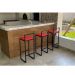 Kit 2 Banqueta Alta Cozinha Bar Balcão Bistrô Industrial Preta Assento Estofado Vermelho