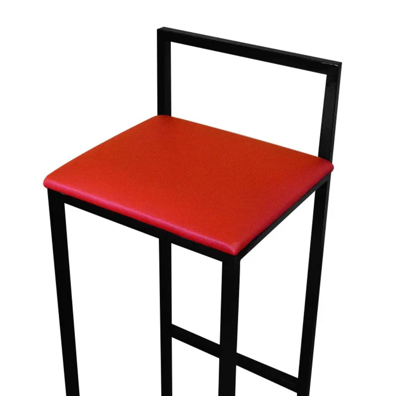Kit 2 Banqueta Alta Cozinha Bar Balcão Bistrô Industrial Preta Assento Estofado Vermelho
