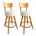 Kit 2 Banqueta Alta Cozinha Estofada Off White Com Encosto Madeira Urban