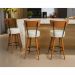 Kit 2 Banqueta Alta Cozinha Estofada Off White Com Encosto Madeira Urban