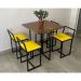 Kit 2 Banqueta Baixa Para Cozinha Preta Industrial Assento Estofado Amarelo