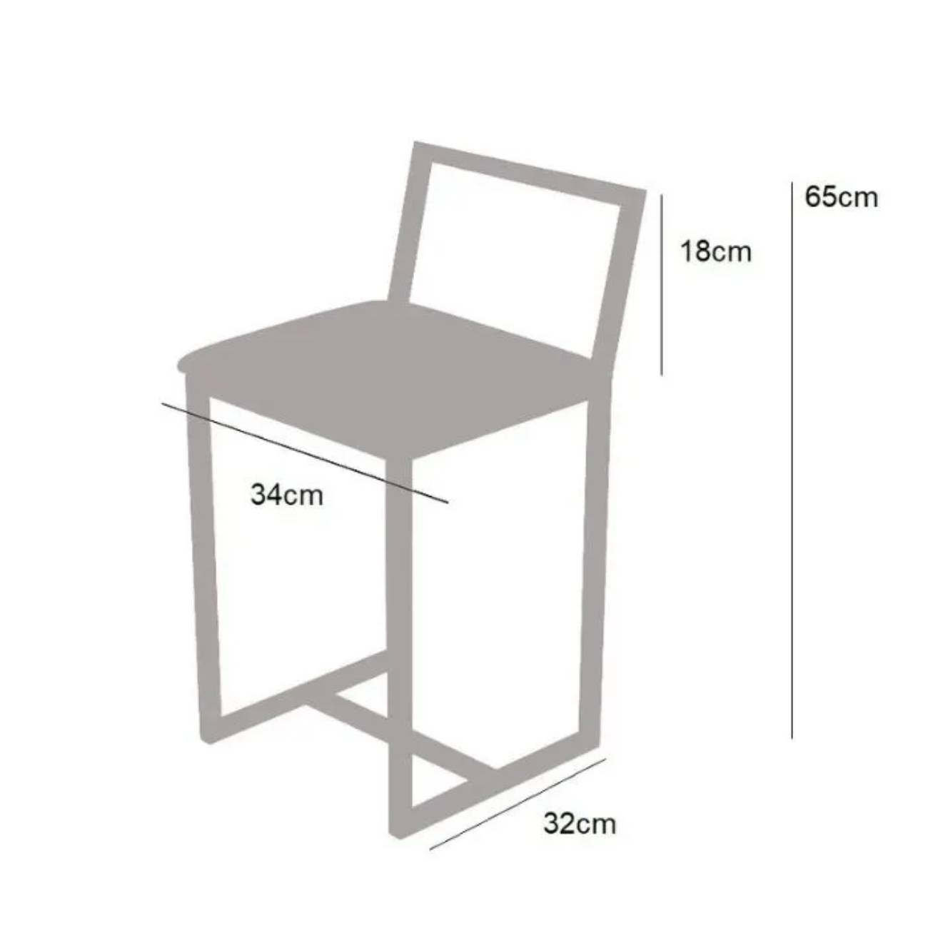 Kit 2 Banqueta Baixa Para Cozinha Preta Industrial Assento Estofado Preto