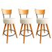 Kit 3 Banqueta Alta Cozinha Estofada Off-White Com Encosto Madeira Urban